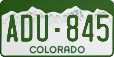 CO license plate ADU845