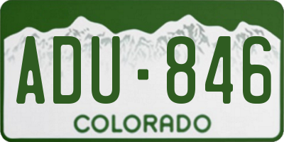 CO license plate ADU846