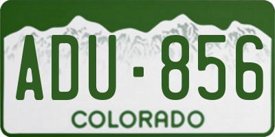 CO license plate ADU856