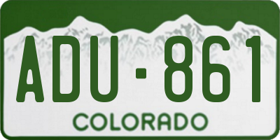 CO license plate ADU861