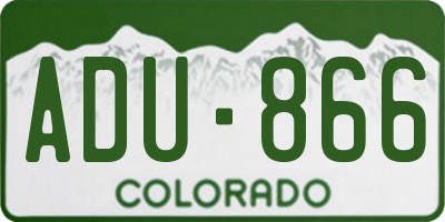 CO license plate ADU866