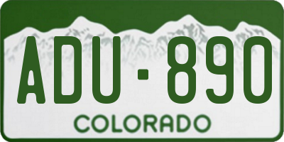 CO license plate ADU890