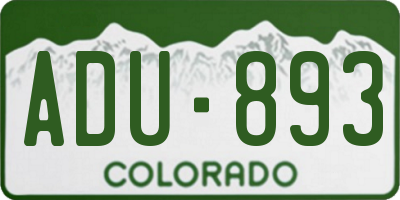 CO license plate ADU893