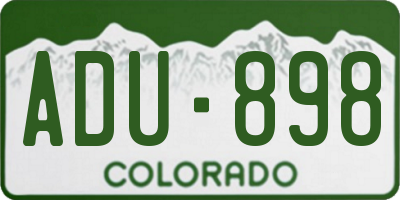 CO license plate ADU898
