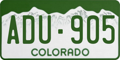 CO license plate ADU905