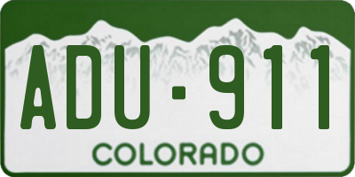 CO license plate ADU911