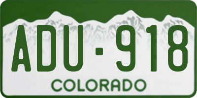 CO license plate ADU918