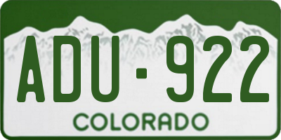 CO license plate ADU922
