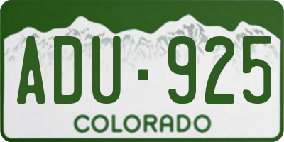 CO license plate ADU925