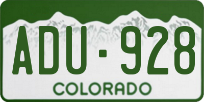 CO license plate ADU928