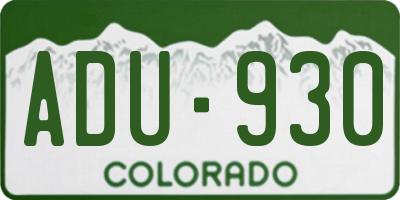 CO license plate ADU930