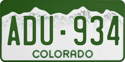 CO license plate ADU934