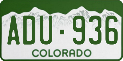 CO license plate ADU936