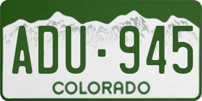 CO license plate ADU945