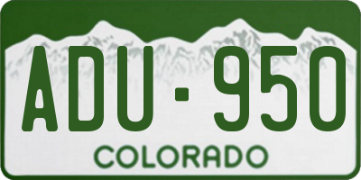 CO license plate ADU950
