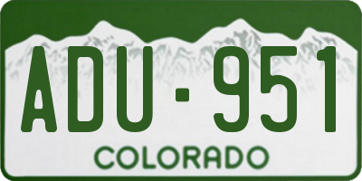 CO license plate ADU951