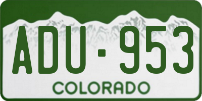 CO license plate ADU953