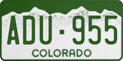 CO license plate ADU955