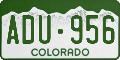 CO license plate ADU956