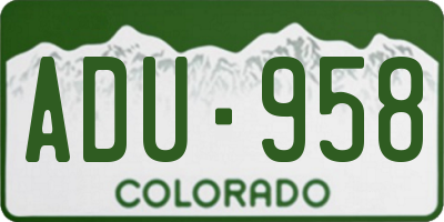 CO license plate ADU958