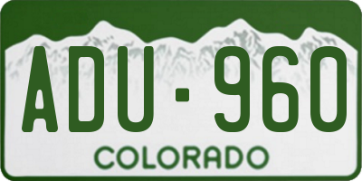 CO license plate ADU960