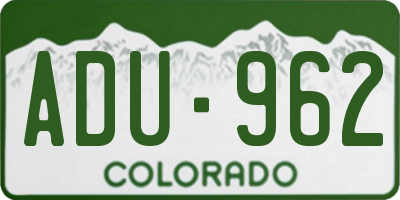 CO license plate ADU962