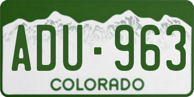 CO license plate ADU963