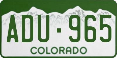 CO license plate ADU965