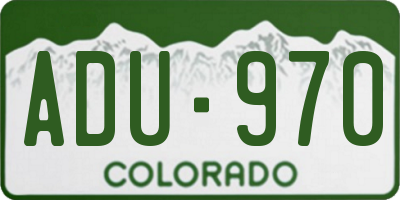 CO license plate ADU970