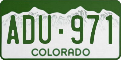 CO license plate ADU971