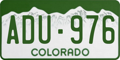 CO license plate ADU976