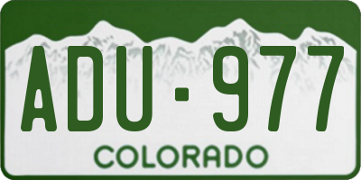CO license plate ADU977