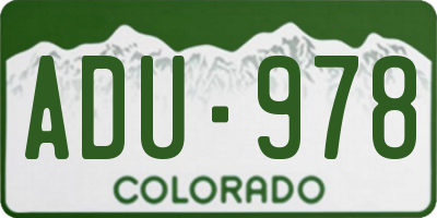 CO license plate ADU978