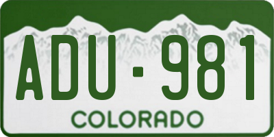CO license plate ADU981