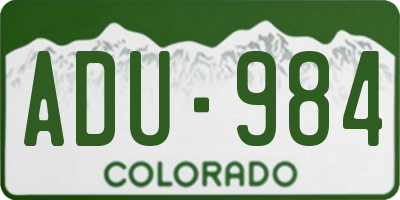 CO license plate ADU984