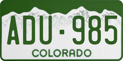 CO license plate ADU985