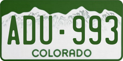 CO license plate ADU993