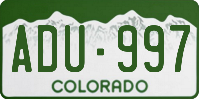 CO license plate ADU997