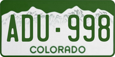 CO license plate ADU998