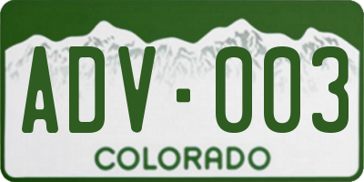 CO license plate ADV003