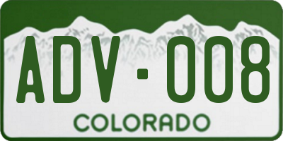 CO license plate ADV008