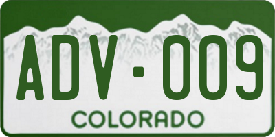 CO license plate ADV009