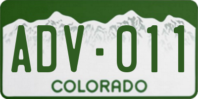 CO license plate ADV011