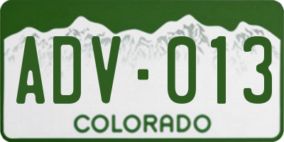 CO license plate ADV013
