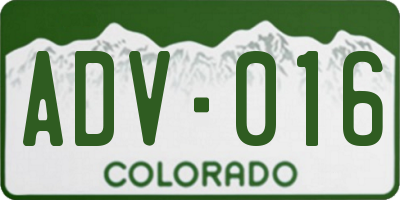 CO license plate ADV016