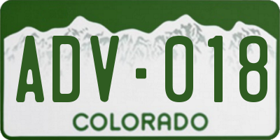 CO license plate ADV018