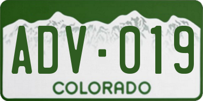 CO license plate ADV019