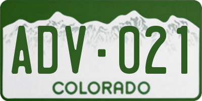 CO license plate ADV021