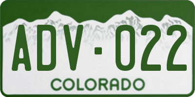 CO license plate ADV022