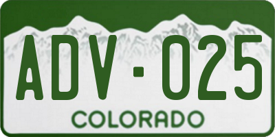 CO license plate ADV025